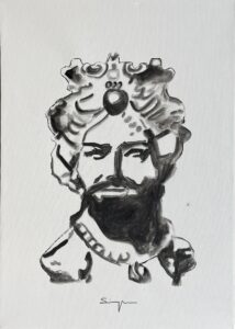 Dipinto moderno che raffigura la Testa di Moro, simbolo della cultura e della storia siciliana.